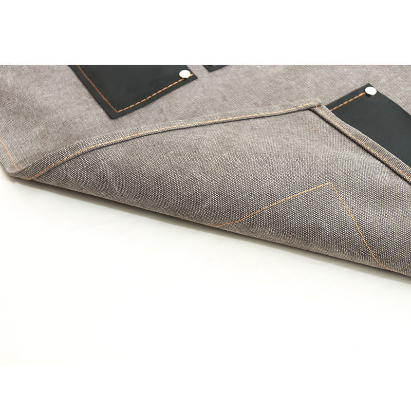 Leather Canvas Apron for Workman P248-Canvas Aprons-Gray-Free Shipping Leatheretro