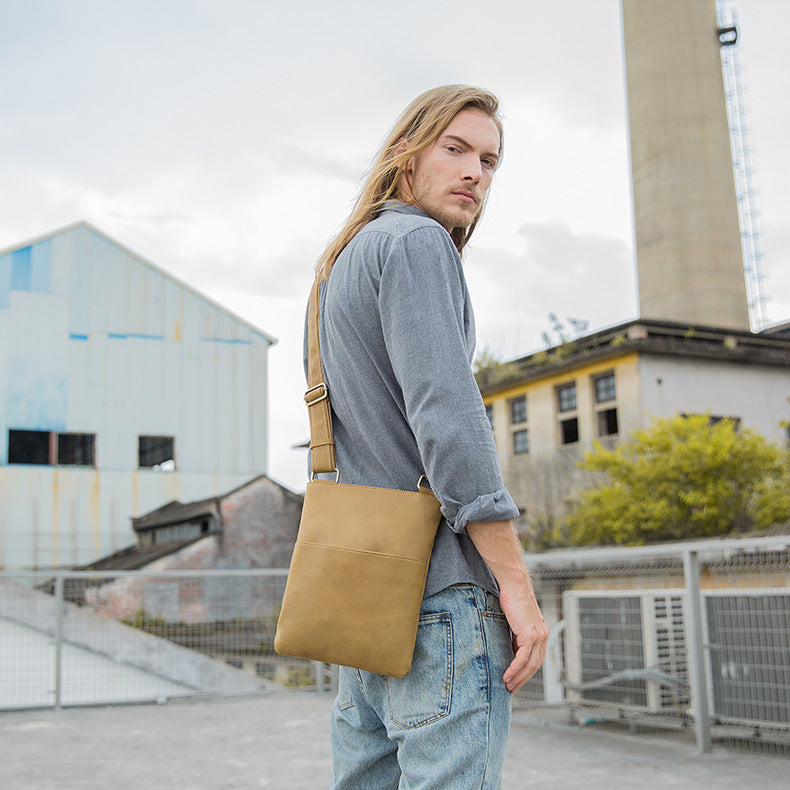 Handmade Vintage Leather Shoulder Bags for Men-Leather Bags-Black-Free Shipping Leatheretro