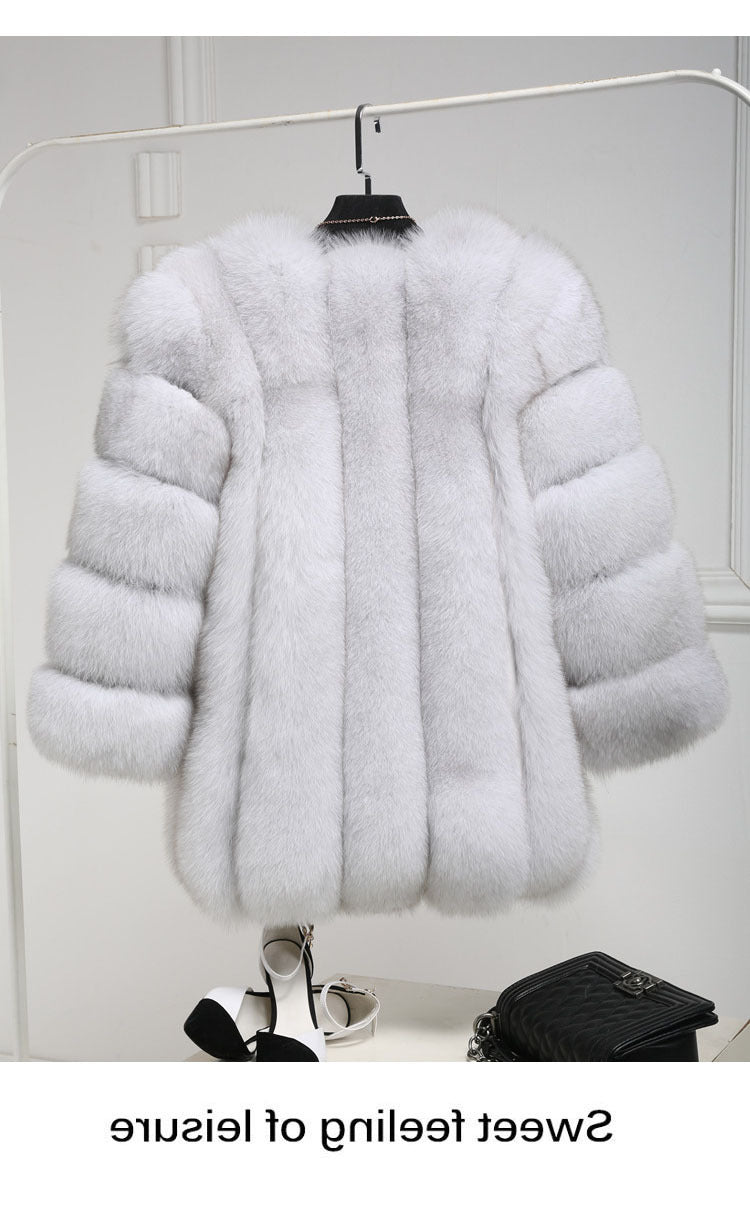 Artificial Fox Fur Women Winter Overcoat-Outerwear-Pink-S-Free Shipping Leatheretro