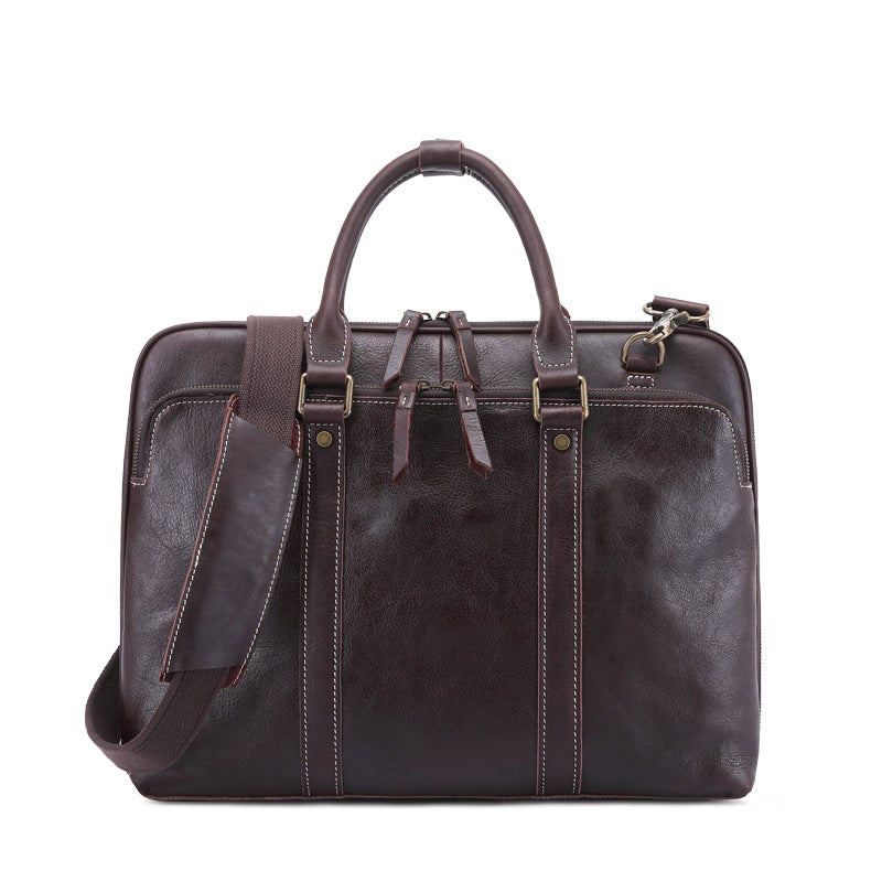 Retro Leather Business Briefcase B-8150-Leather Briefcase-Coffee-Free Shipping Leatheretro