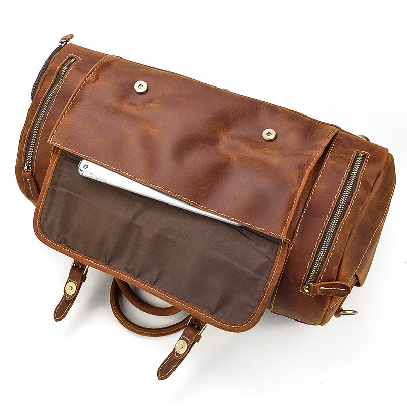 Vintage Men Leather Traveling Duffle Bags 9803-Leather Duffle Bags-Brown-Free Shipping Leatheretro