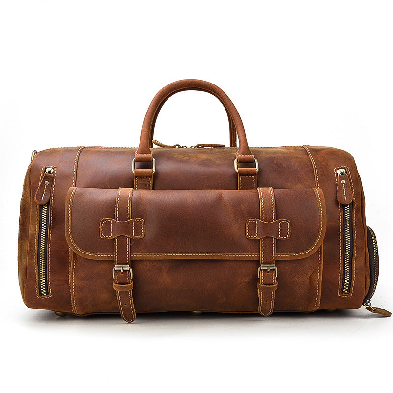 Vintage Men Leather Traveling Duffle Bags 9803-Leather Duffle Bags-Brown-Free Shipping Leatheretro
