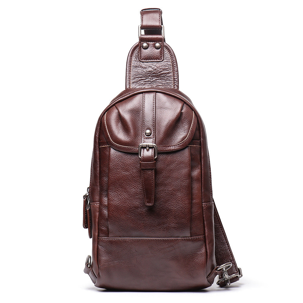 Handmade Leather Shoulder Male Chest Bags L9015-Brwon-Free Shipping Leatheretro