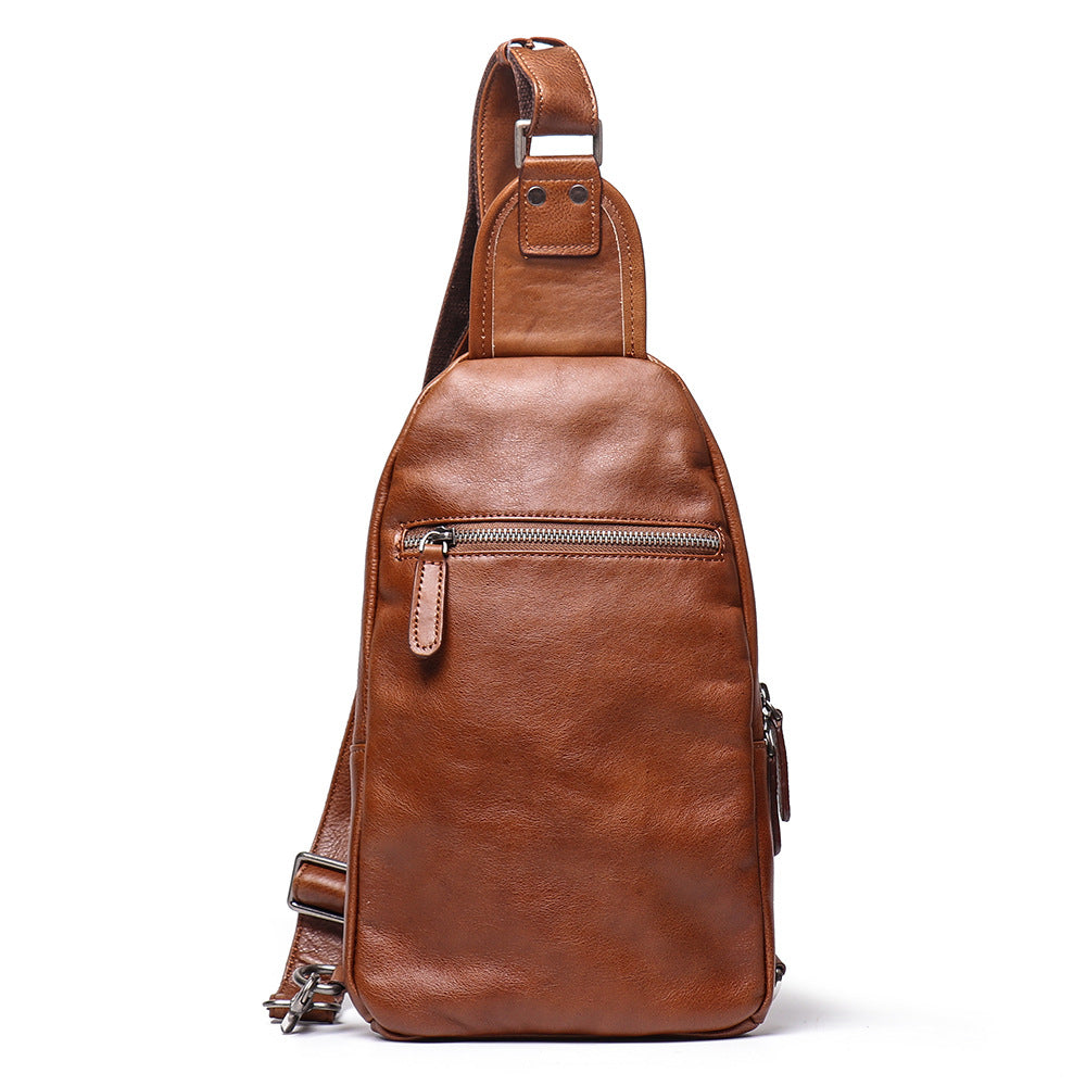 Handmade Leather Shoulder Male Chest Bags L9015-Brwon-Free Shipping Leatheretro
