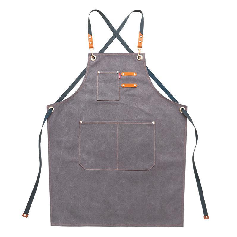 Demin Canvas Handmade Work Apron P247-Canvas Apron-Blue-Free Shipping Leatheretro