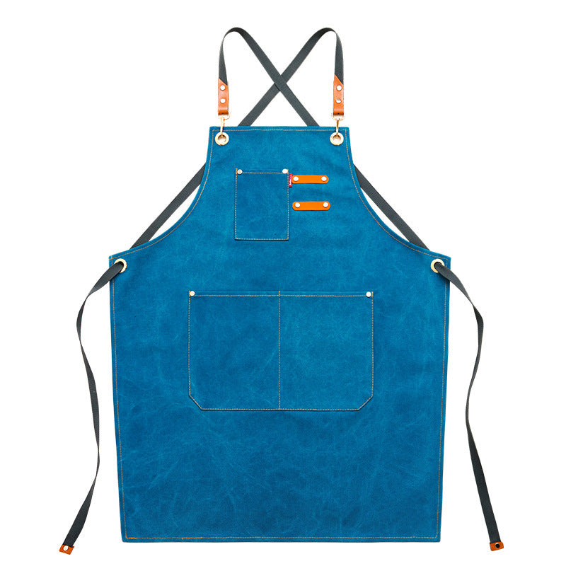 Demin Canvas Handmade Work Apron P247-Canvas Apron-Blue-Free Shipping Leatheretro
