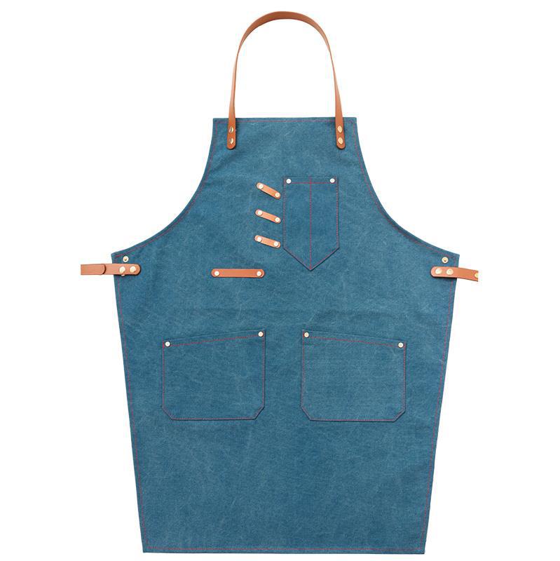 Heavy Duty Demin Apron Work Aprons for Workman P240-Canvas Aprons-Blue-Cross-Free Shipping Leatheretro