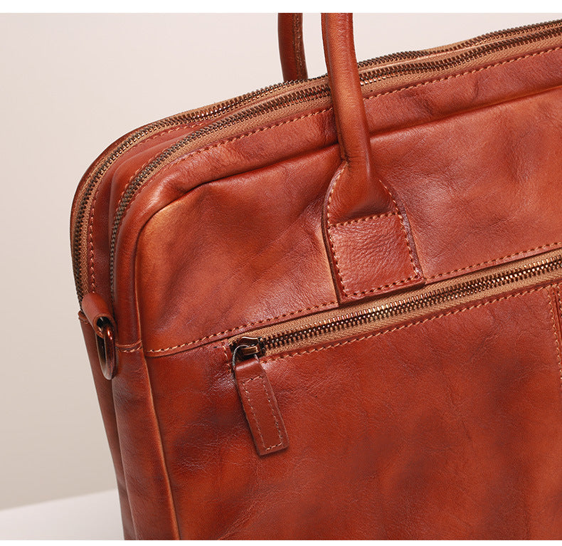 Retro Leather Business Briefcase O1901-Leather Briefcase-Coffee-Free Shipping Leatheretro