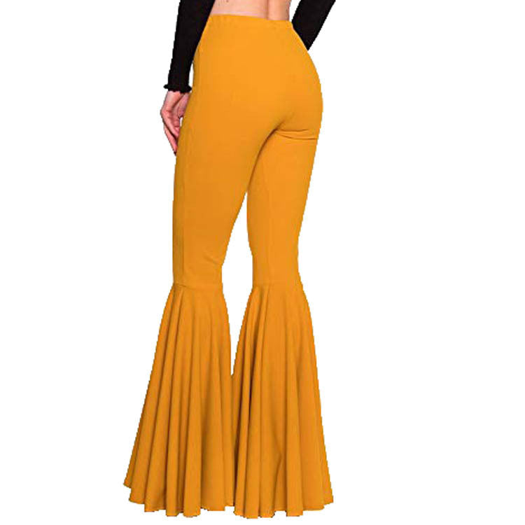 Sexy High Waist Mermaid Trumpet Women Pants-Pants-Yellow-XS-Free Shipping Leatheretro