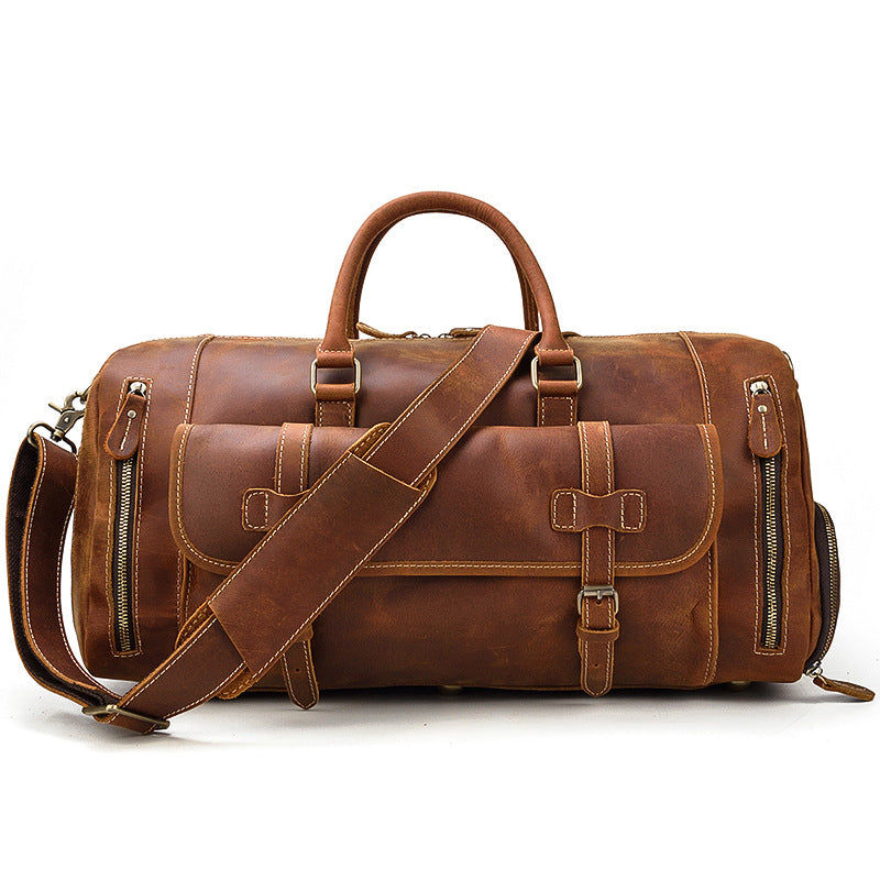 Vintage Men Leather Traveling Duffle Bags 9803-Leather Duffle Bags-Brown-Free Shipping Leatheretro