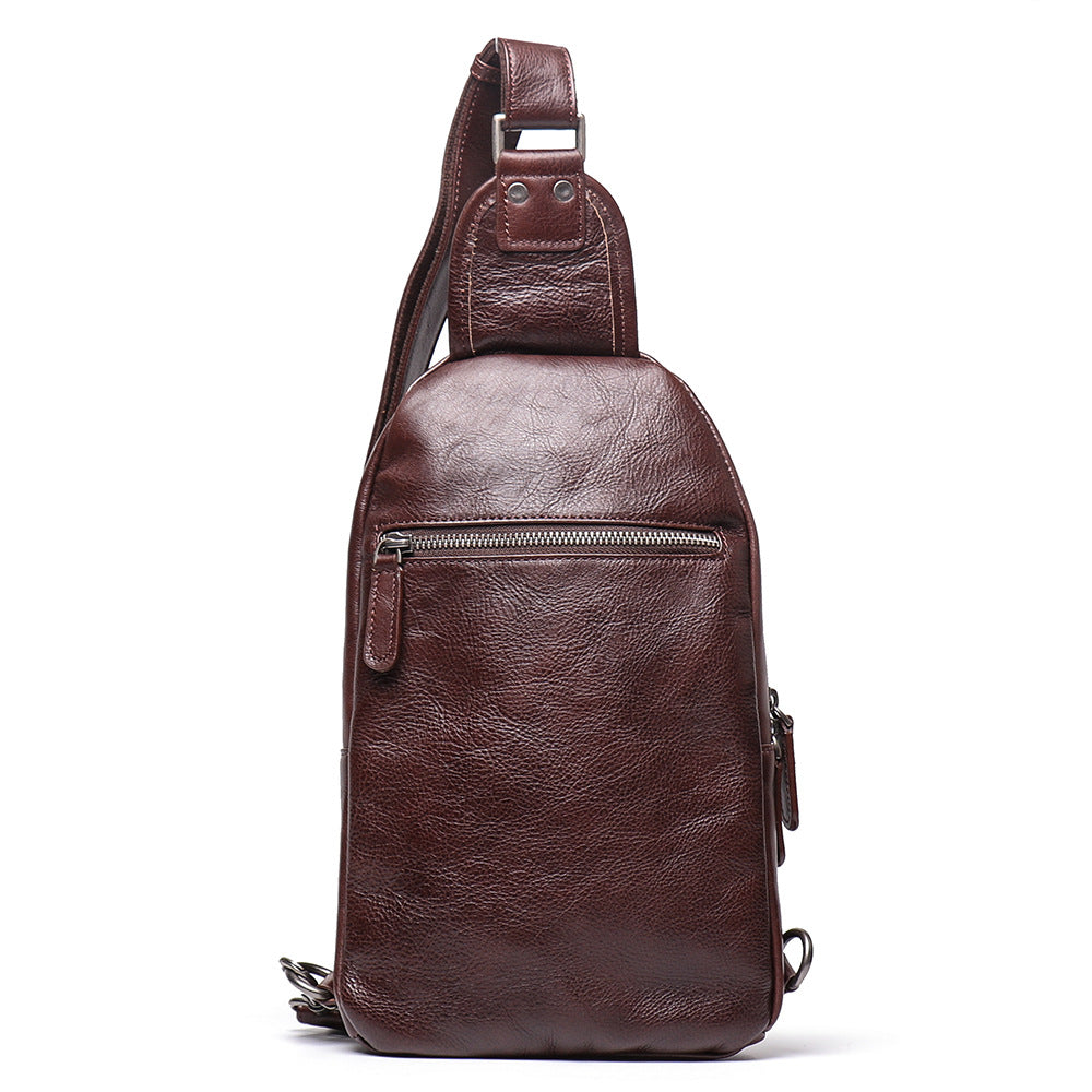 Handmade Leather Shoulder Male Chest Bags L9015-Brwon-Free Shipping Leatheretro