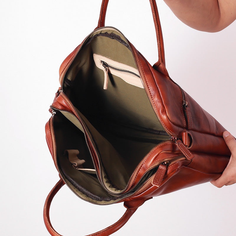 Retro Leather Business Briefcase O1901-Leather Briefcase-Coffee-Free Shipping Leatheretro