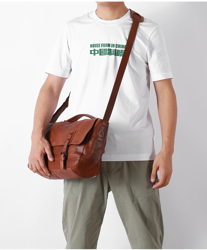 Retro Men's Casual Leather Messenger Bags X007-Leather bags for men-Black-Free Shipping Leatheretro