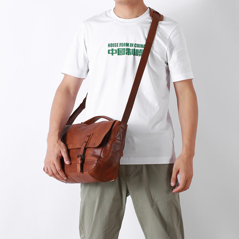 Retro Men's Casual Leather Messenger Bags X007-Leather bags for men-Black-Free Shipping Leatheretro