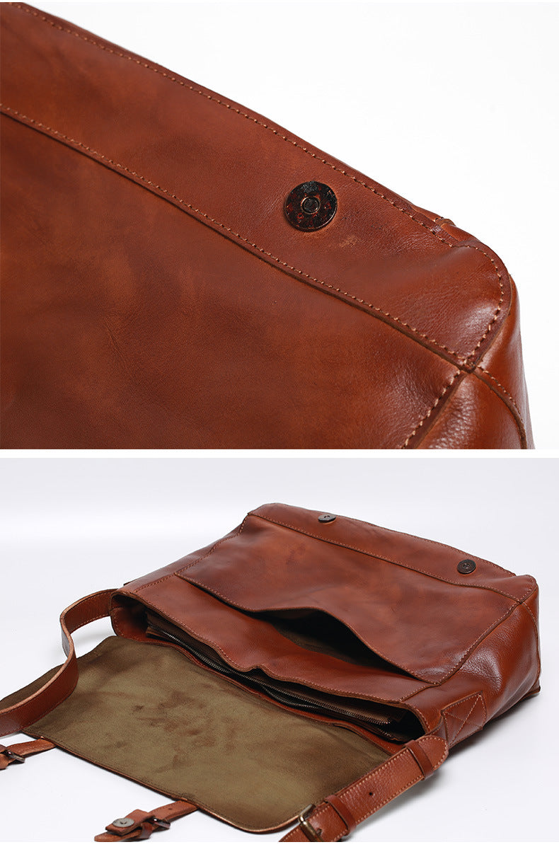 Retro Men's Casual Leather Messenger Bags X007-Leather bags for men-Black-Free Shipping Leatheretro