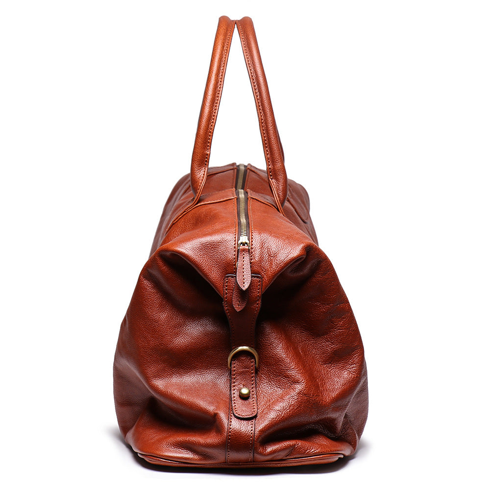 Men's Handmade Leather Large Capacity Travelling Bags L9059-Brown-Free Shipping Leatheretro