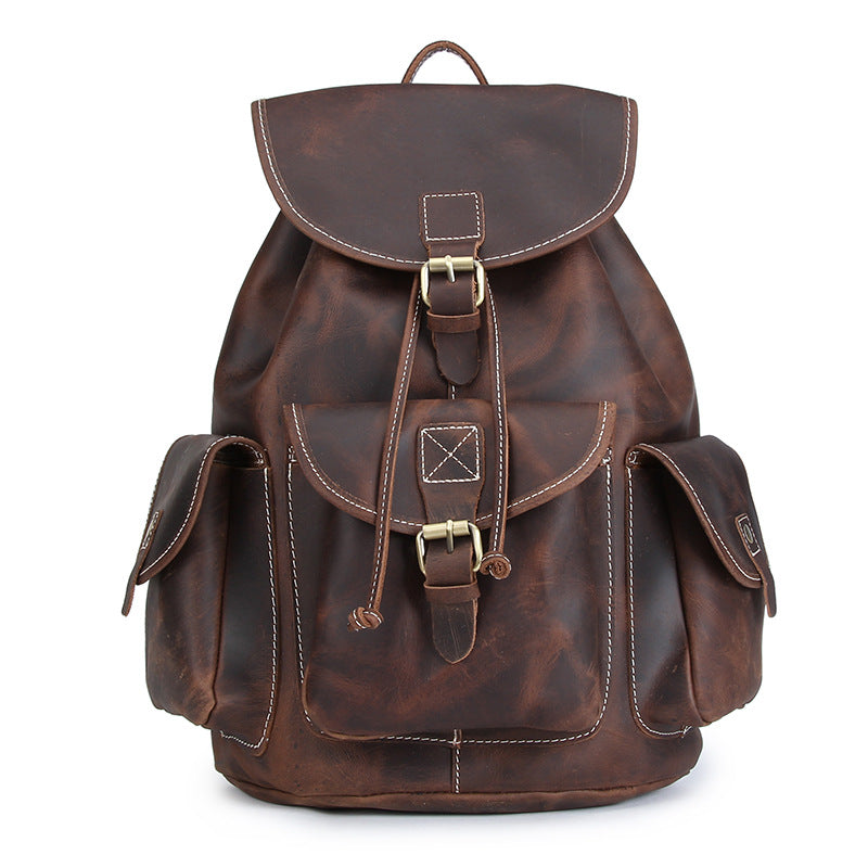 Vintage Genuine Leather Backpacks 8891-Leather Backpack-Dark Brown-Free Shipping Leatheretro