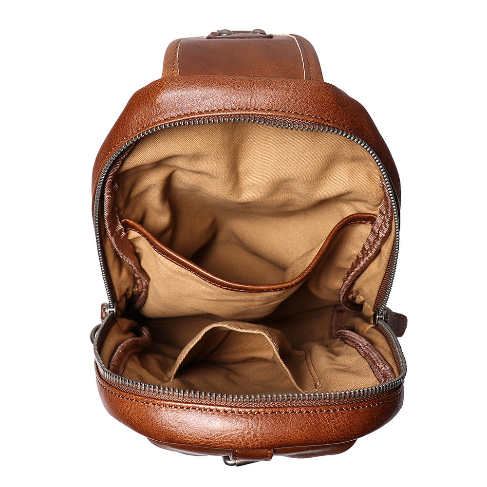Handmade Leather Shoulder Male Chest Bags L9015-Brwon-Free Shipping Leatheretro