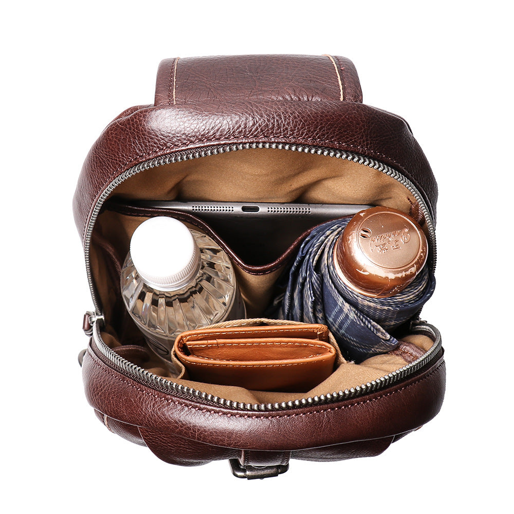 Handmade Leather Shoulder Male Chest Bags L9015-Brwon-Free Shipping Leatheretro