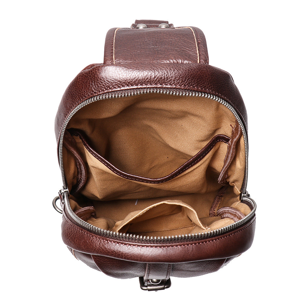 Handmade Leather Shoulder Male Chest Bags L9015-Brwon-Free Shipping Leatheretro
