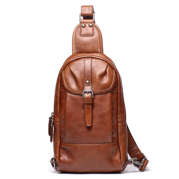 Handmade Leather Shoulder Male Chest Bags L9015-Brwon-Free Shipping Leatheretro