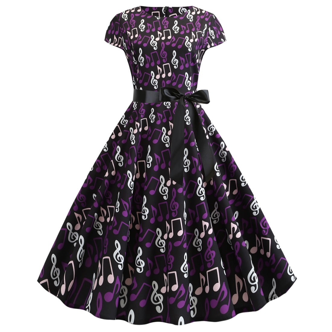Vintage Music Note Dresses for Women-Dresses-Purple-S-Free Shipping Leatheretro