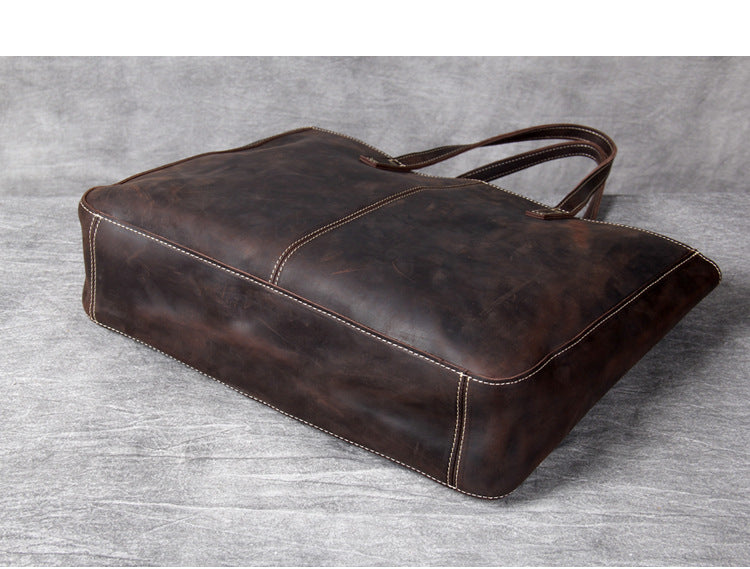 Large Storage Vintage Leather Handle Bags for Men&women-Leather Bags-Coffee-Free Shipping Leatheretro