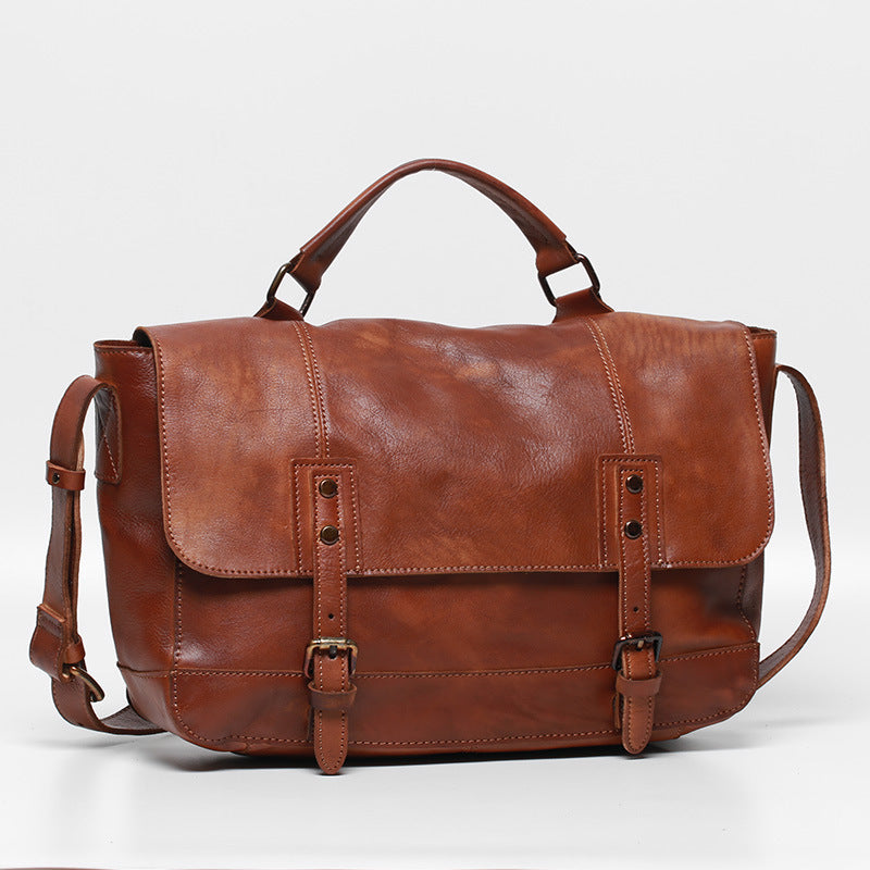 Retro Men's Casual Leather Messenger Bags X007-Leather bags for men-Brown-Free Shipping Leatheretro