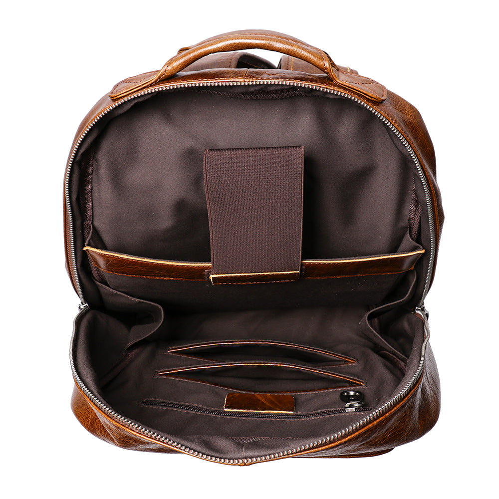 Brown Large Capacity Retro Leather Backpack L8998-Leather Backpack-Brown-Free Shipping Leatheretro