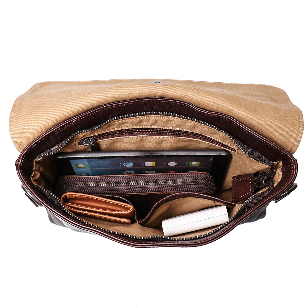 Mens Handmade Leather Messenger Bag L9020-Leather bags for men-Brown-Free Shipping Leatheretro