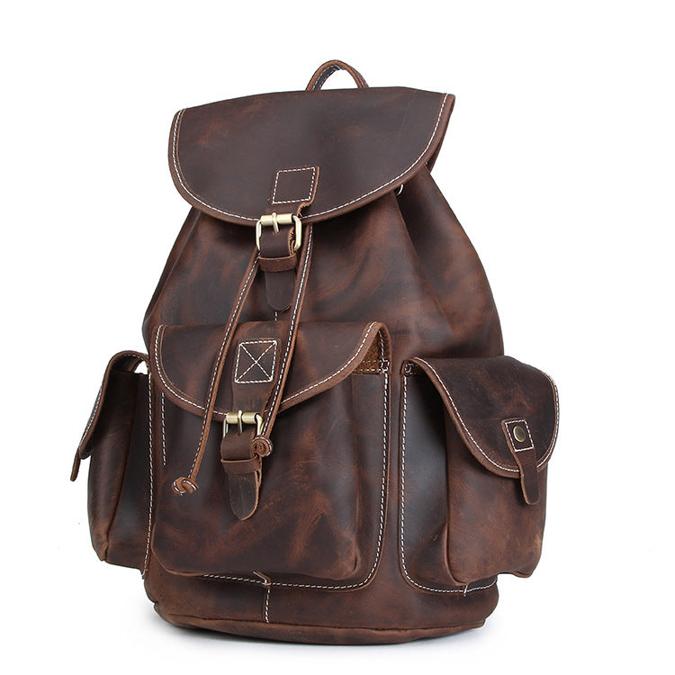 Vintage Genuine Leather Backpacks 8891-Leather Backpack-Dark Brown-Free Shipping Leatheretro