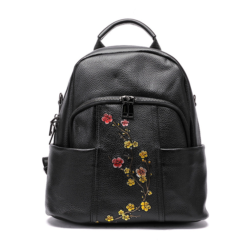 Hand Rubbing Vege Tanned Leather Backpacks for Women C302-Leather Backpacks for Women-Yellow-Free Shipping Leatheretro