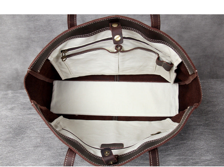 Large Storage Vintage Leather Handle Bags for Men&women-Leather Bags-Coffee-Free Shipping Leatheretro