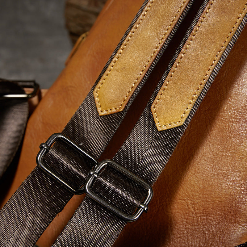 Hand Rubbing Vege Tanned Leather Backpacks for Women C302-Leather Backpacks for Women-Yellow-Free Shipping Leatheretro