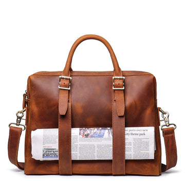 Retro Handmade Crossbody Leather Briefcase L9080-Leather Briefcase-Brown-Free Shipping Leatheretro
