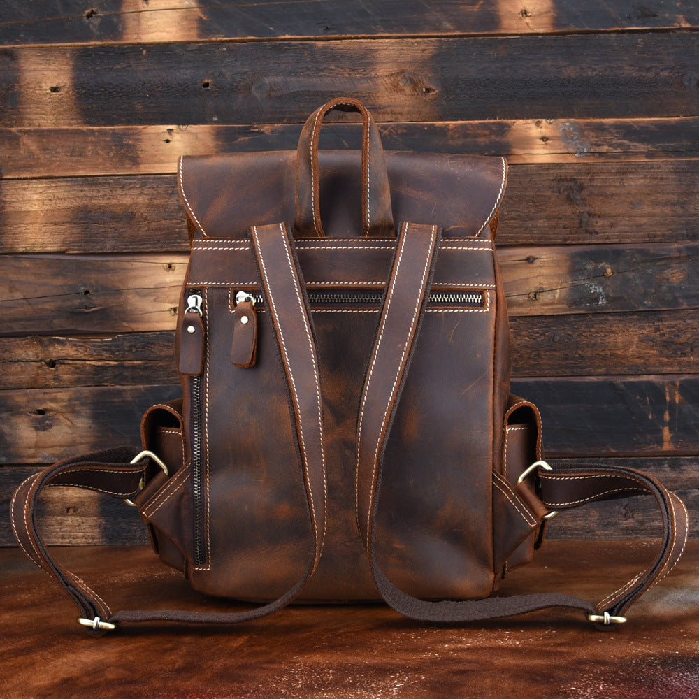 Vintage Casual Leather Rucksack Backpack 3064-Leather Backpack-Dark Brown-Free Shipping Leatheretro
