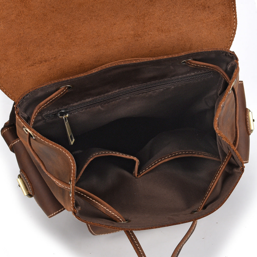 Vintage Casual Leather Rucksack Backpack 3064-Leather Backpack-Dark Brown-Free Shipping Leatheretro