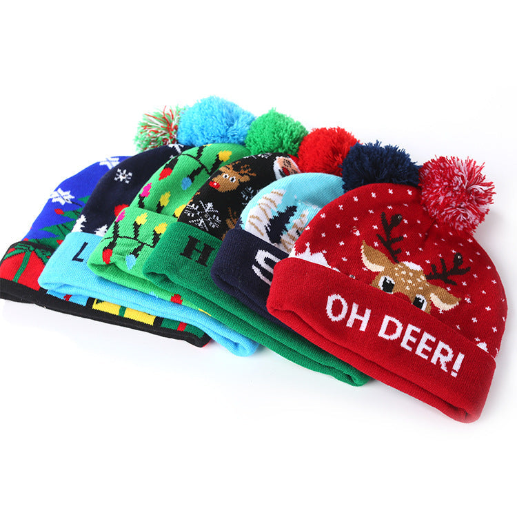 Merry Christmas Knitted Colorful Hats for Kids&Adult-Hats-Christmas Elk-One Size(Elastic for Kids&Adult)-Free Shipping Leatheretro