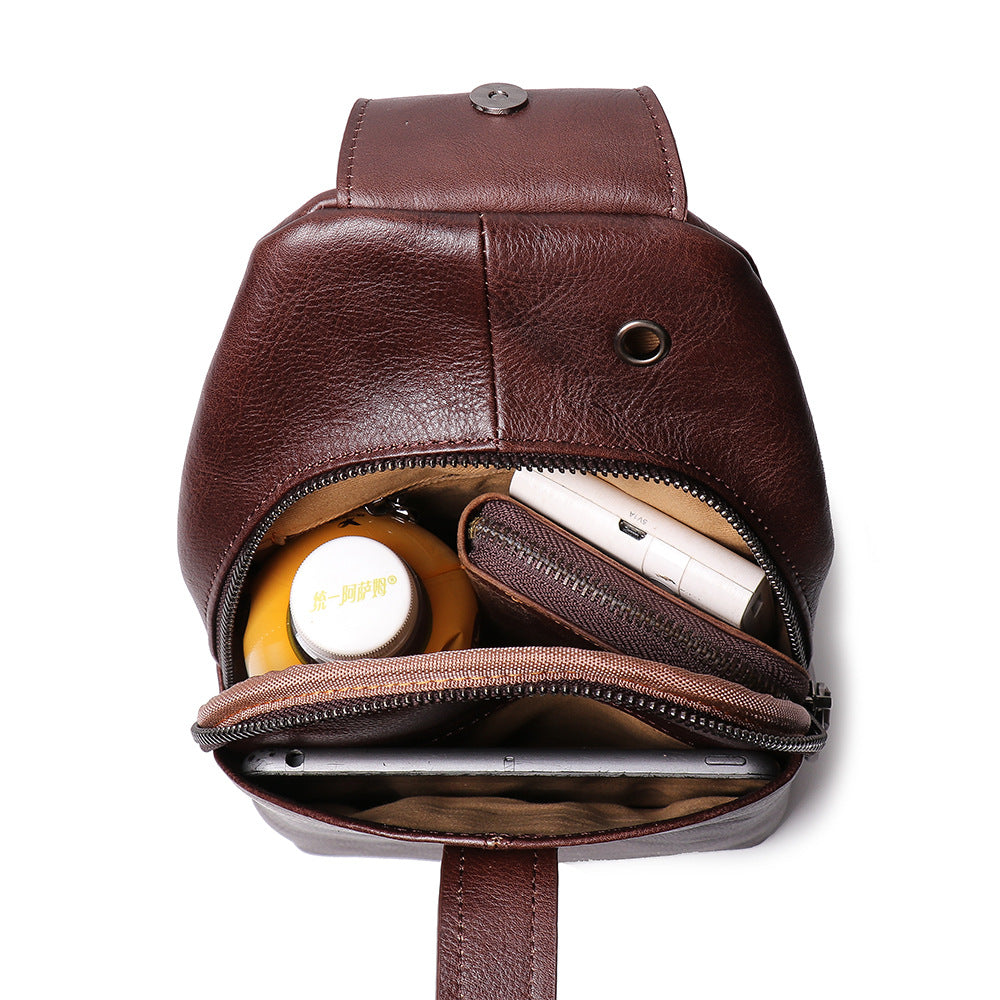 Retro Casaul Leather Chest Pack Bags L9040-Leather bags for men-Brown-Free Shipping Leatheretro