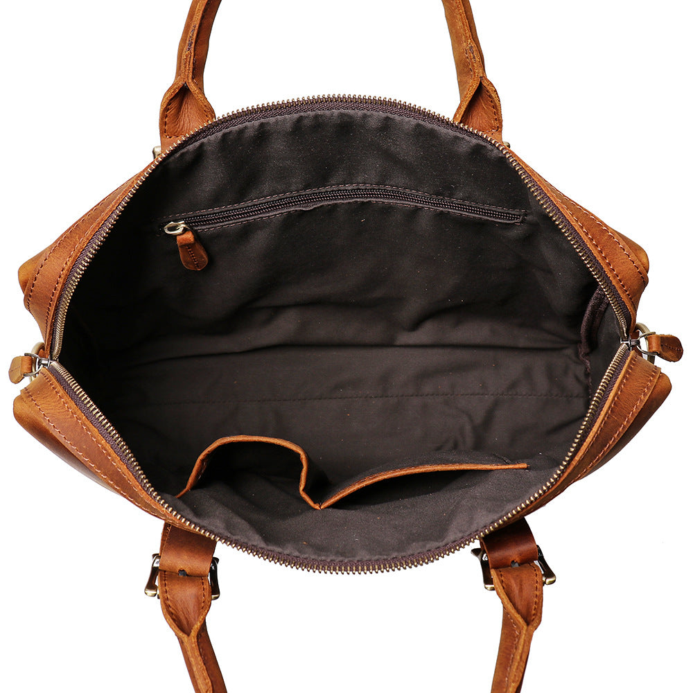 Retro Handmade Crossbody Leather Briefcase L9080-Leather Briefcase-Brown-Free Shipping Leatheretro