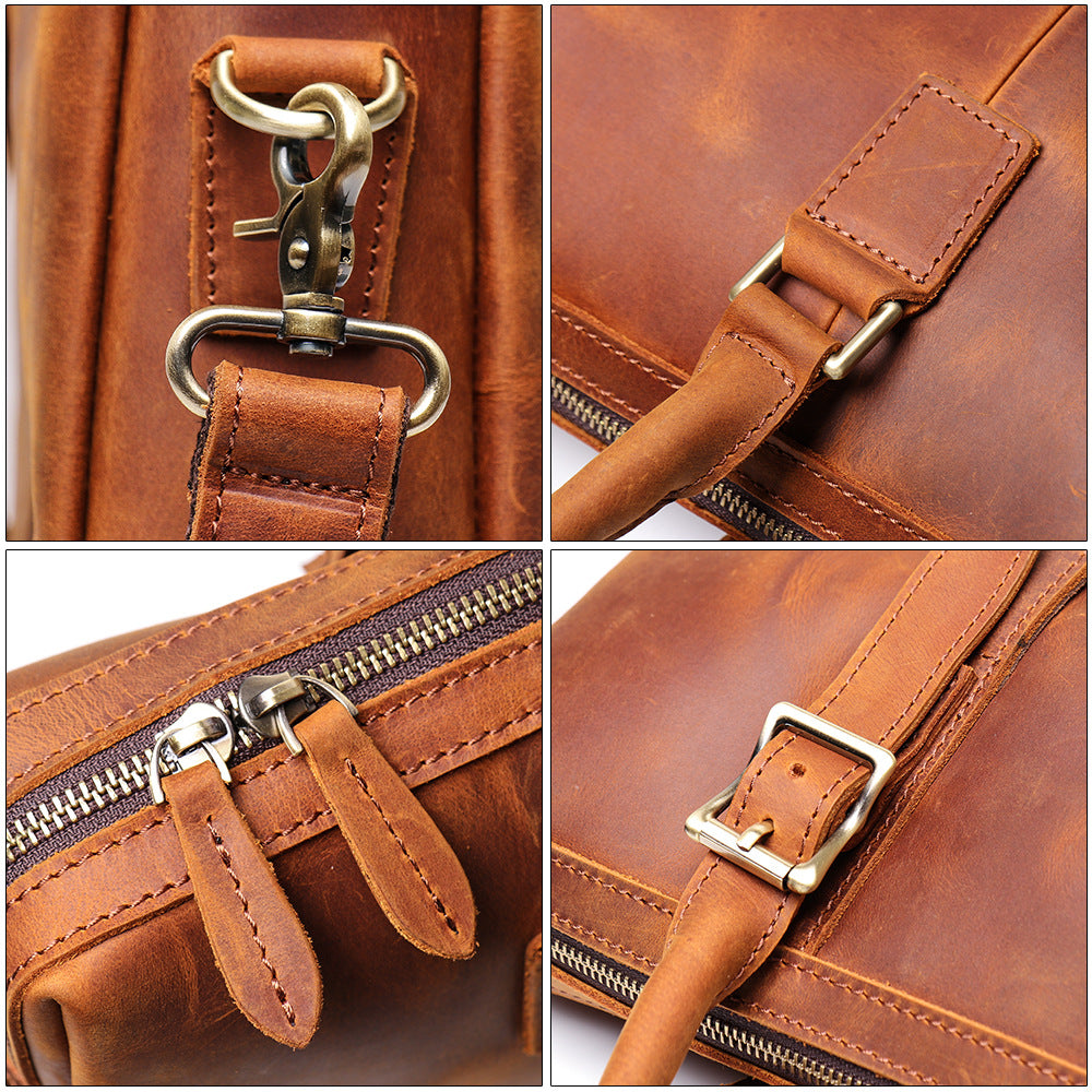 Retro Handmade Crossbody Leather Briefcase L9080-Leather Briefcase-Brown-Free Shipping Leatheretro
