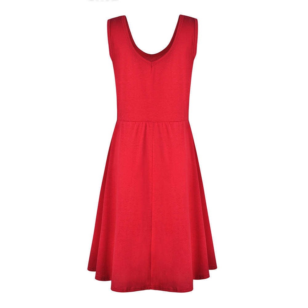 Simple Summer Sleeveless Daily Dresses for Women-Dresses-Red-S-Free Shipping Leatheretro