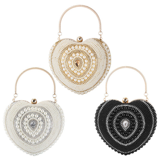 Women Sweetheart Design Beaded Evening Party Bags-Black-Free Shipping Leatheretro