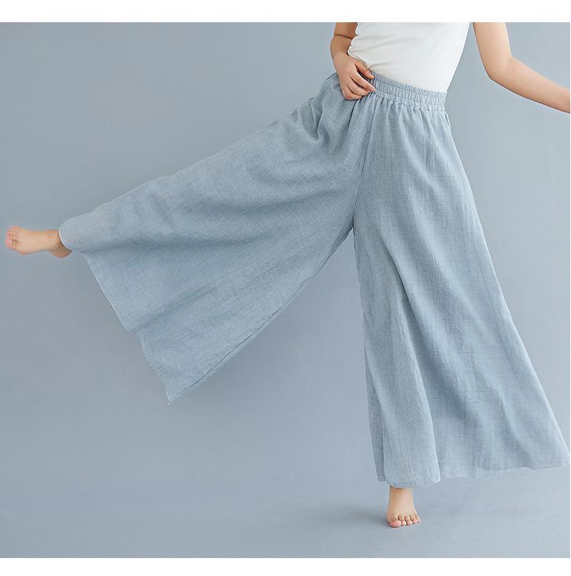 Women Summer Linen Loose Pants-Women Bottoms-White-85CM-Free Shipping Leatheretro