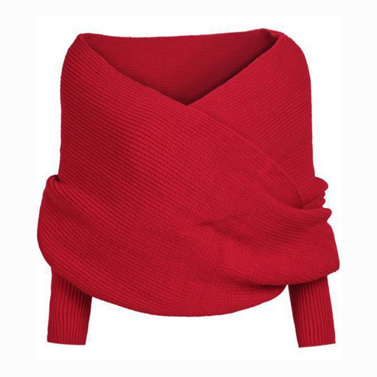 Sexy Off The Shoulder Knitted Sweater Tops-Sweaters-Red-One Size-Free Shipping Leatheretro