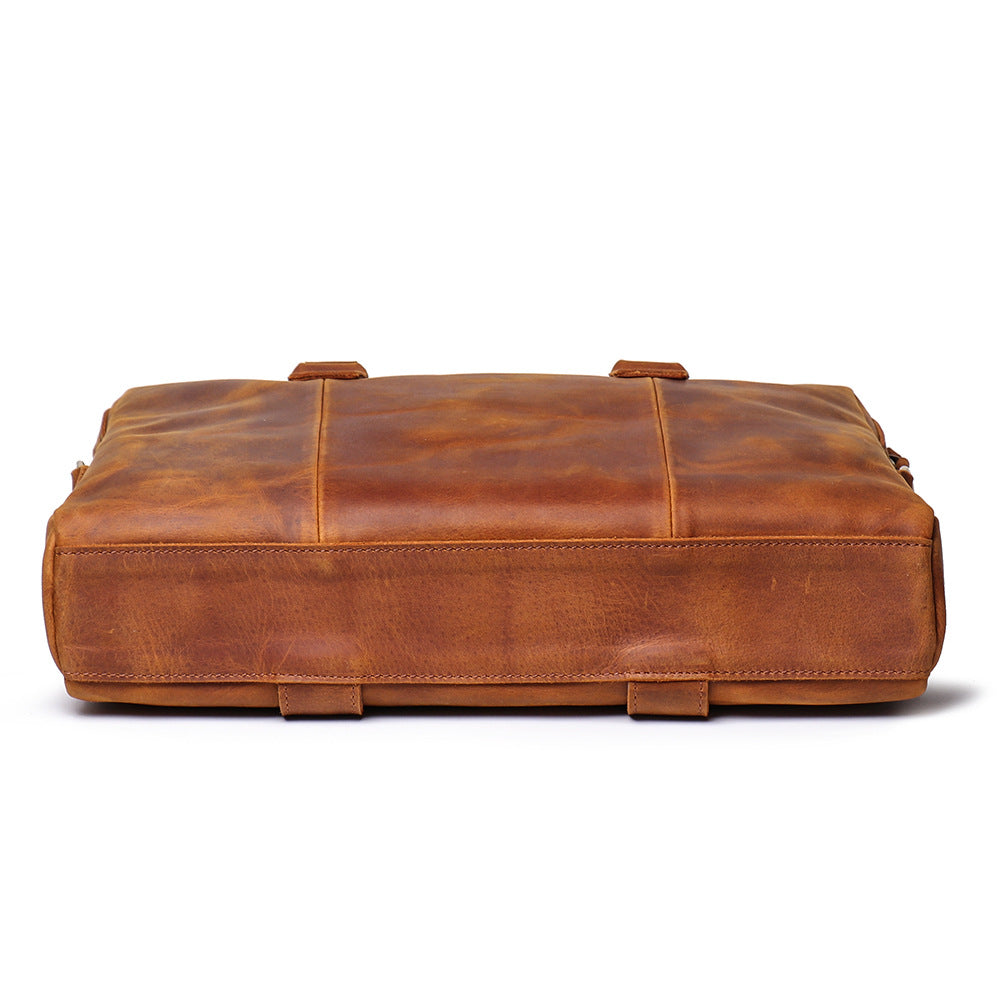 Retro Handmade Crossbody Leather Briefcase L9080-Leather Briefcase-Brown-Free Shipping Leatheretro