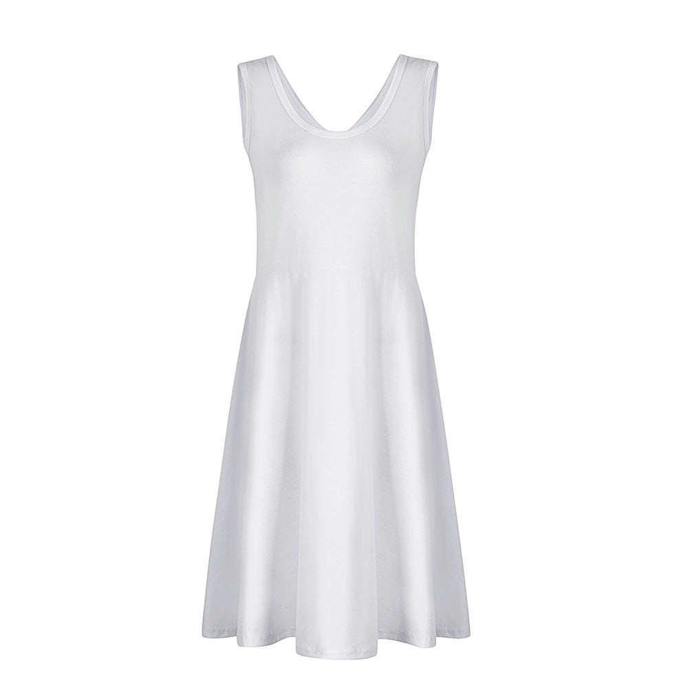 Simple Summer Sleeveless Daily Dresses for Women-Dresses-White-S-Free Shipping Leatheretro