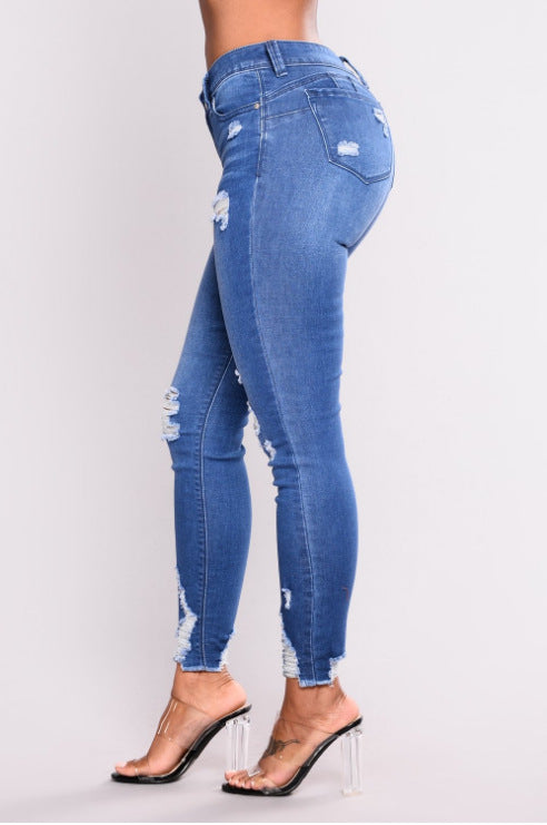Sexy Women High Waist Elastic Slim Legging Jeans-jeans-Blue-S-Free Shipping Leatheretro