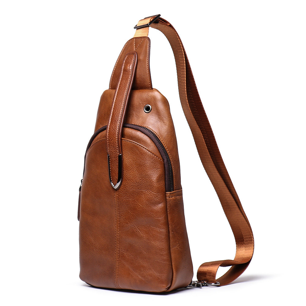 Retro Casaul Leather Chest Pack Bags L9040-Leather bags for men-Brown-Free Shipping Leatheretro