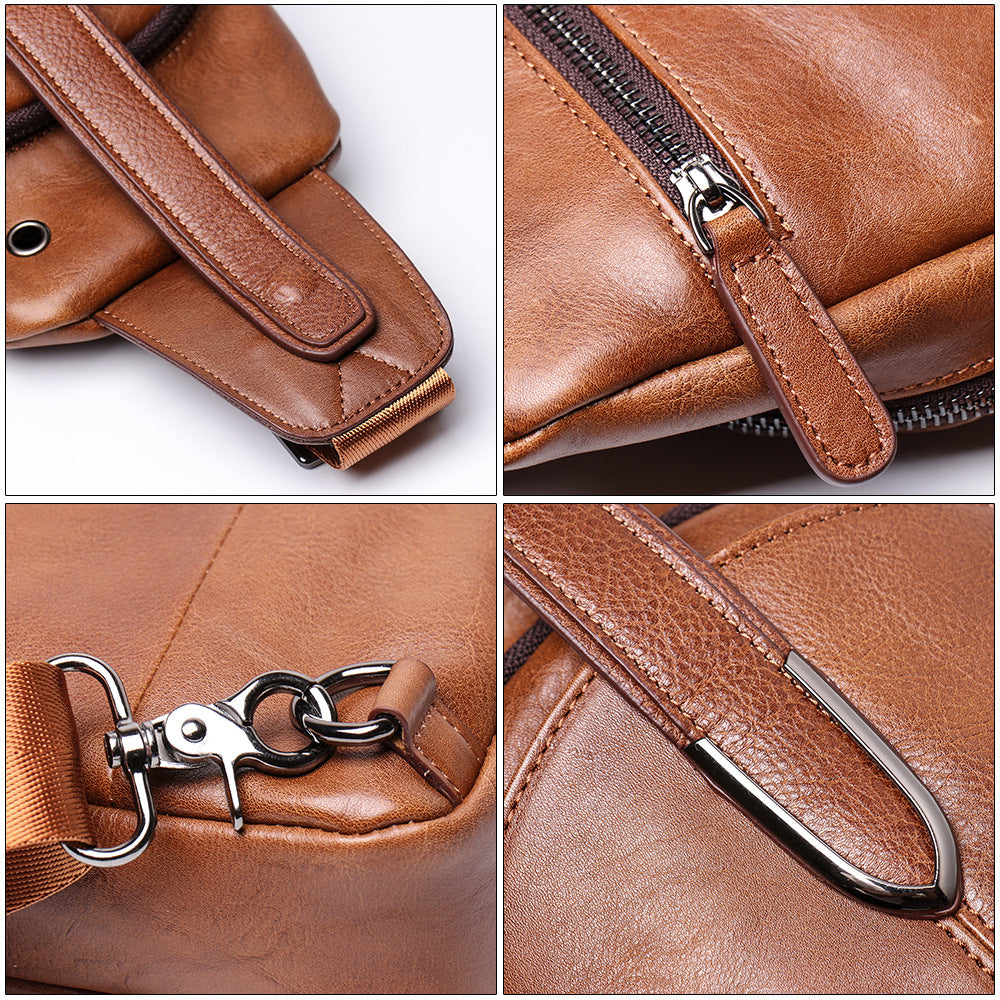 Retro Casaul Leather Chest Pack Bags L9040-Leather bags for men-Brown-Free Shipping Leatheretro